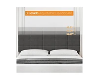 gaomon King Bed Frame, Linen Upholstered Platform King Bed Frame with Height Adjustable Headboard, Metal Frame King Bed Frame with Strong Wood Slats a