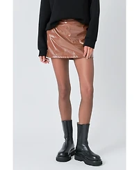 Grey Lab Women's Glossy Leather Skort