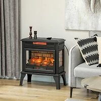 Homcom 24" Freesding Electric Fireplace Stove w/ Realistic Flame