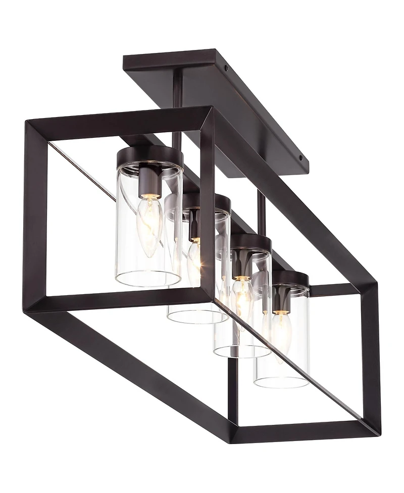Franklin Iron Works Ketler 34 3/4" Modern Semi Flush-Mount Ceiling Light Fixture Kitchen Linear 4-Light Brown Oiled Bronze Finish