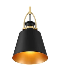 Possini Euro Design West 8" Mid Century Modern Pendant Ceiling Light Fixture Dining Room Over Table Matte Black Sand Gold Finish Mini