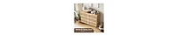 Rattan 6 Drawer Dresser for Bedroom with Wide Top, Large Double Dresser for Closet with Deep Drawers, Wooden Chest of Drawer for Living Room
