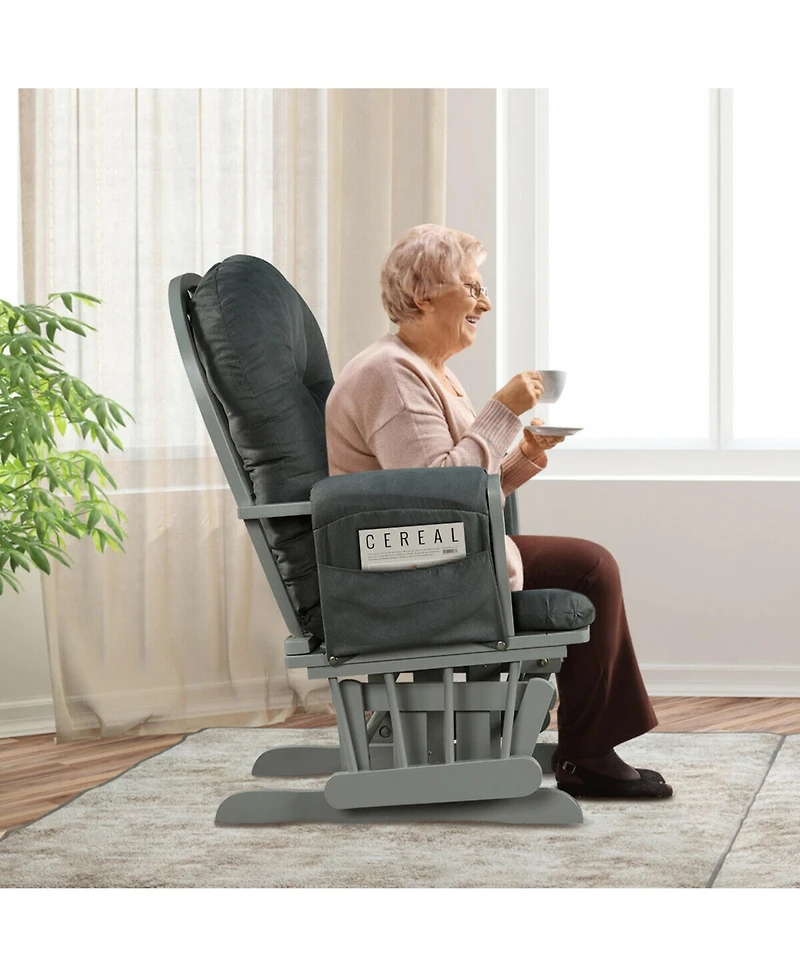 Gymax Baby Nursery Relax Rocker Rocking Chair Glider & Ottoman Set w/ Cushion