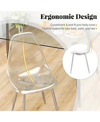 Gouun Set of 4 Dining Chairs Modern Plastic Shell Side Chair with Seat and Wood Legs