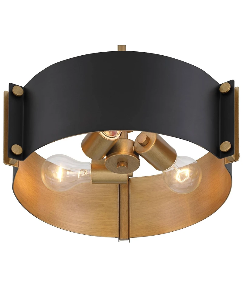 Possini Euro Design Arabela 14" Modern Industrial Pendant Chandelier Ceiling Light Fixture Dining Room Over Table Kitchen Island Foyer Drum Hanging 3-