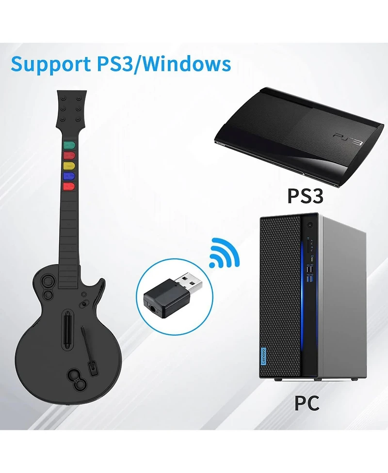 Doyo Guitar Hero Controller for Pc and PS3, Wireless Guitar for Guitar Hero 3/4/5 and Rock Band 1/2 Games