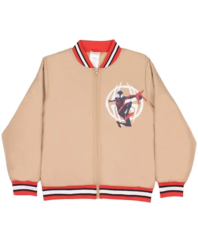 Marvel Boys Superheroes Bomber Jacket for Boys, Avengers, Spider-Man, Miles Morales, Spider Gwen