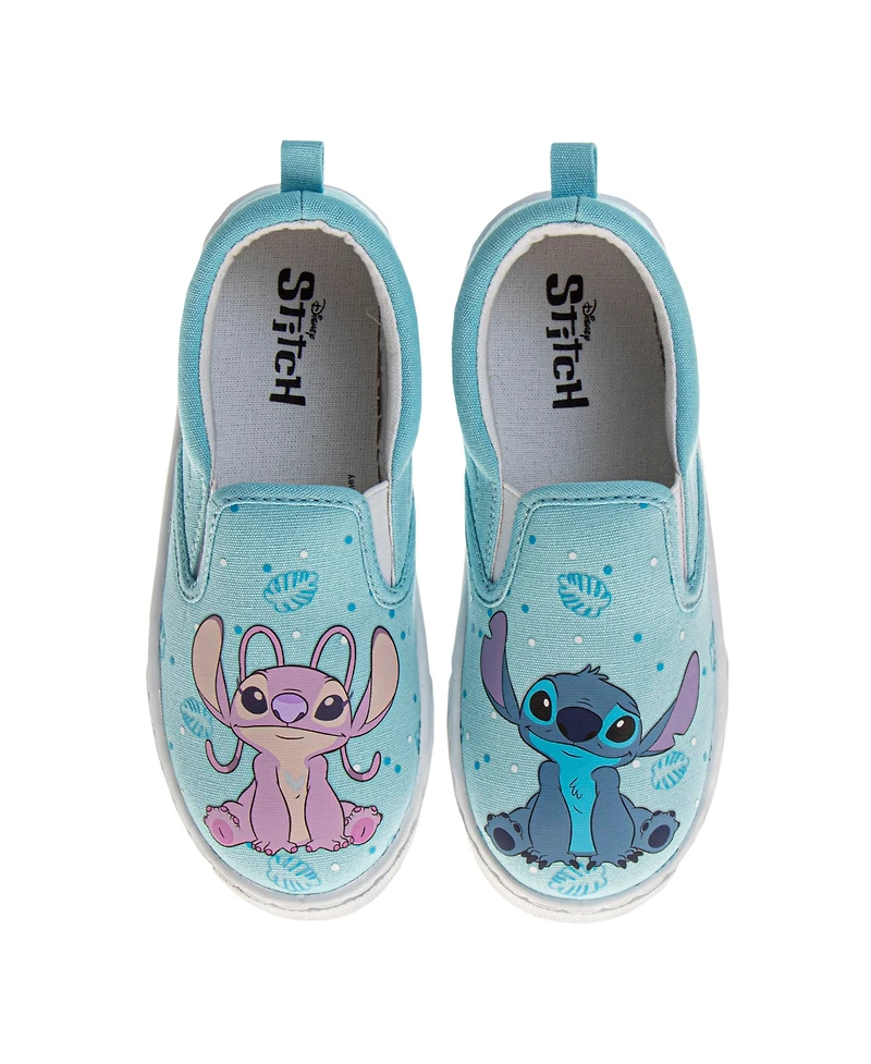 Disney Little and Big Kids Stitch and Angel Girls' Slip On Low Top Canvas Sneakers