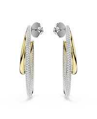 Swarovski Round Cut Mixed Metal Finish Hyperbola Hoop Earrings