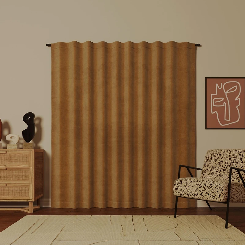 Amherst Velvet Noise Reducing Thermal Extreme 100% Blackout Back Tab Curtain Panel