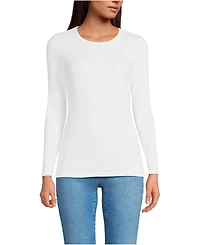 Lands' End Women's Petite Long Sleeve Micro Rib T-Shirt