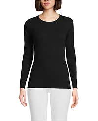 Lands' End Women's Petite Long Sleeve Micro Rib T-Shirt