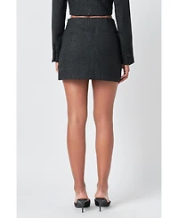 endless rose Women's High Waisted Tweed Mini Skirt