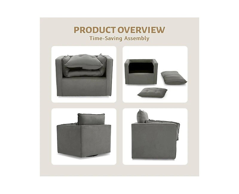 gaomon Oversized Swivel Accent Chair, Mid Century Comfy Accent Sofa for Bedroom, Modern Accent Armchair Reading Chair for Living Room Waiting Room, Ac