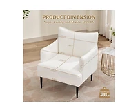 gaomon Modern Accent Chair, Corduroy Living Room Armchair for Bedroom, Modern Accent Armchair Comfy Reading Chair Single Sofa for Waiting Room, White