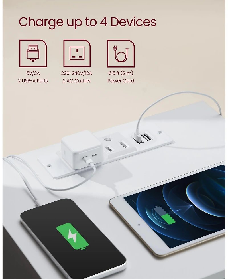 Slickblue Nightstand with Charging Station for Convenient Power Access and Sleek Design