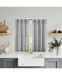 Cotton Blend Button Tab Top Cafe Curtain Pair