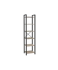 Slickblue Narrow 5-Tier Bookshelf, Small Multi-Tier Bookcase for Living Room & Bedroom