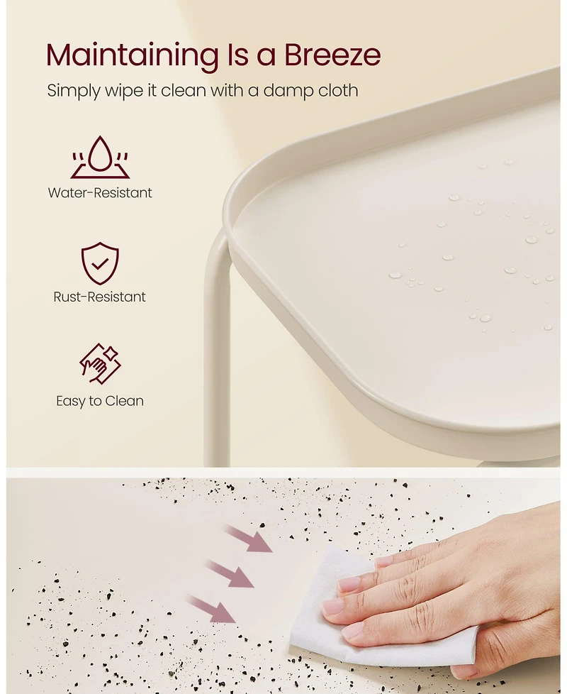 2-Tier Side Table – Outdoor Accent End Table, Metal Coffee with Tray Storage, Small Sofa Modern Nightstand for Living Room & Bedroom