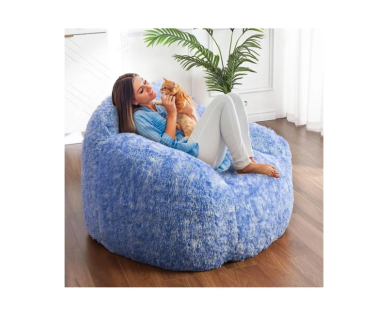 gaomon Bean Bag Chair, Faux Fur Kids Bean Bag Chair for Gaming Reading, Adult Bean Bag Couch with Armrest High-Density Foam Beanbag Chair Lazy Couch S