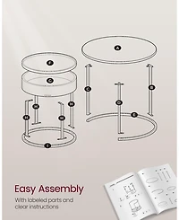Set of 2 Round Nesting Coffee Tables with Hidden Storage and Removable Tray Tops