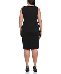 Rafaella Plus Gabardine V-Neck Sleeveless Sheath Dress
