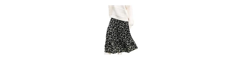 Cupshe Women's Black Ditsy Midi Skirt
