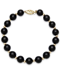 Onyx Bead Bracelet (8mm) in 10k Gold
