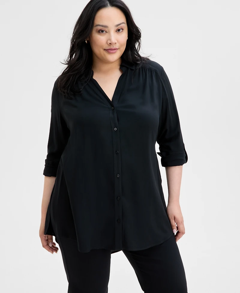 I.n.c. International Concepts Plus Size Side-Slit Top, Created for Macy's