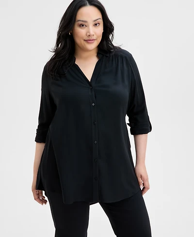 I.n.c. International Concepts Plus Size Side-Slit Top, Created for Macy's