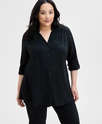 I.n.c. International Concepts Plus Size Side-Slit Top, Created for Macy's