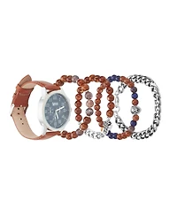 American Exchange Men's Quartz Cognac Polyurethane Strap Watch, 44mm
