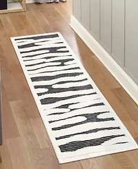 Bayshore Home Textured Tones Lines 2'7"x8' Runner Area Rug