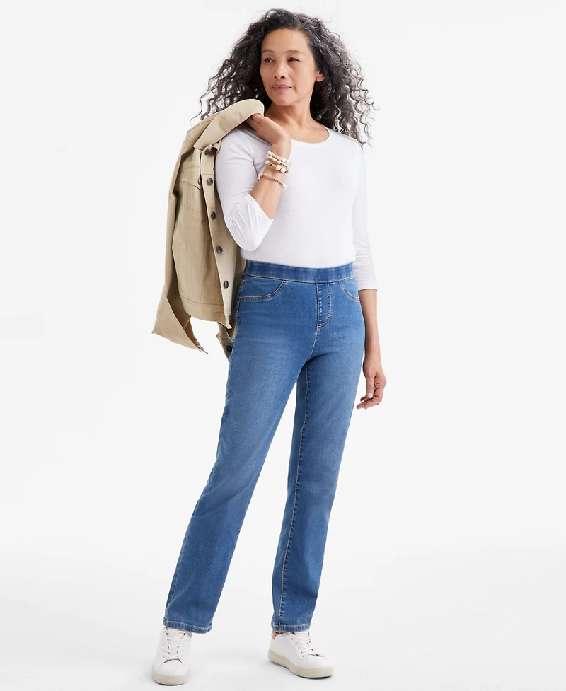 Style & Co Women's Mid-Rise Straight Pull-On Jeans, Exclusively at Macy's