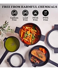 Alva Neat 5-Piece Nesting Cookware Set – Stackable Nonstick Pots & Pans - Space-Saving Design for Apartments, RVs & Compact Storage