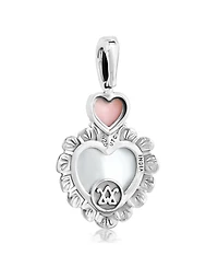 American West Jewelry Sterling Silver White Mother of Pearl Pink Opal Concha Heart Pendant Enhancer