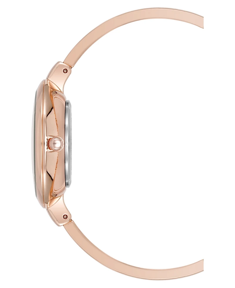Anne Klein Women's Quartz Pink Enamel and Rose Gold-Tone Metal Alloy Bangle Watch Set, 32mm