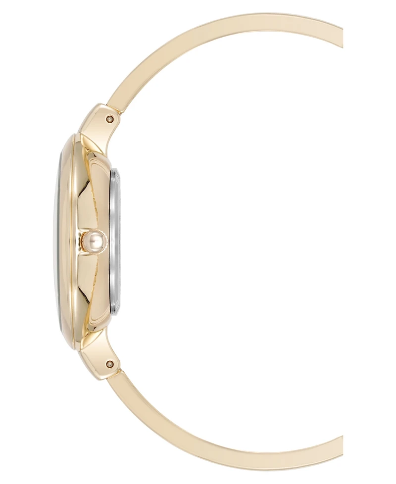 Anne Klein Women's Quartz Enamel and Gold-Tone Metal Alloy Bangle Watch Set