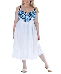 Raviya Plus Size Crochet Flounce-Hem Midi Dress