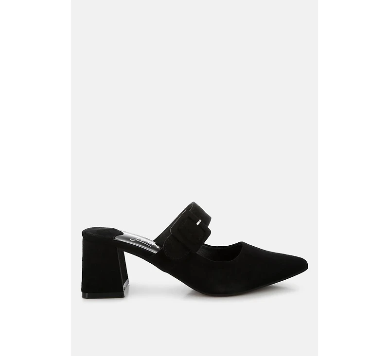 Amapola Buckle Strap Detail Microfiber Mules