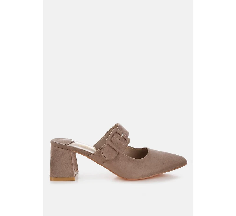 Amapola Buckle Strap Detail Microfiber Mules