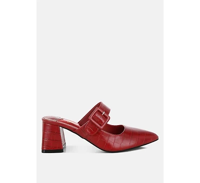 London Rag Pinacola Croco Buckle Strap Detail Mules
