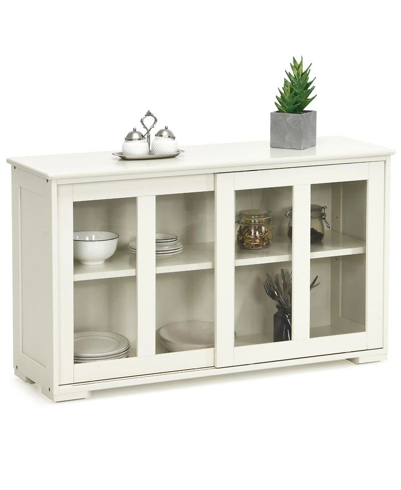 Gouun Sideboard Buffet Cupboard Storage Cabinet with Sliding Door-Antique