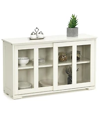 Gouun Sideboard Buffet Cupboard Storage Cabinet with Sliding Door-Antique