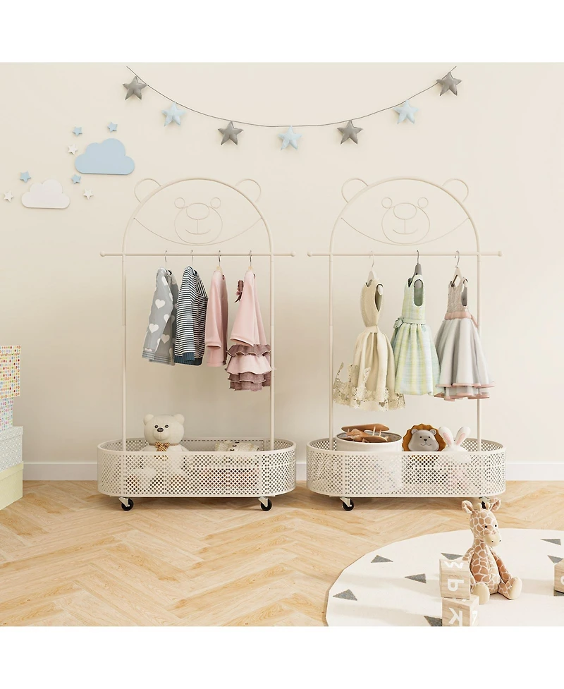 Gouun Kid Clothes Rack with 3 Adjustable Heights and Wheels