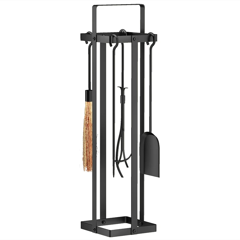 Outsunny 5 Piece Fireplace Tools Set w/ Sd for Indoor or Outdoor,