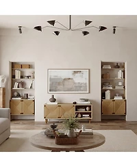 LuxenHome Mid-Century Modern Rope 55.1-Inch Wide Tv Console with Storage