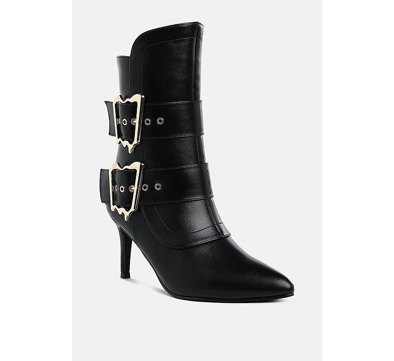 Ebera Chunky Buckle Strap Ankle Boots