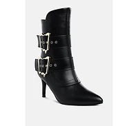 Ebera Chunky Buckle Strap Ankle Boots
