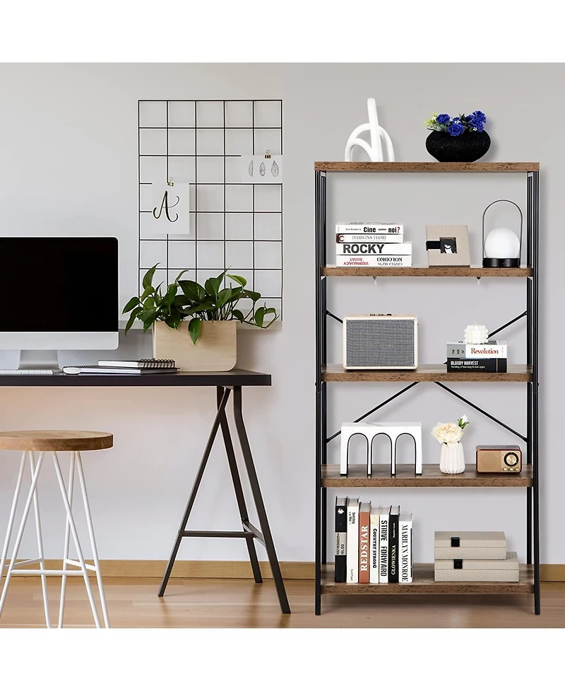 Gouun Multipurpose Open Bookcase Industrial Rack Wide Standing Storage Shelf